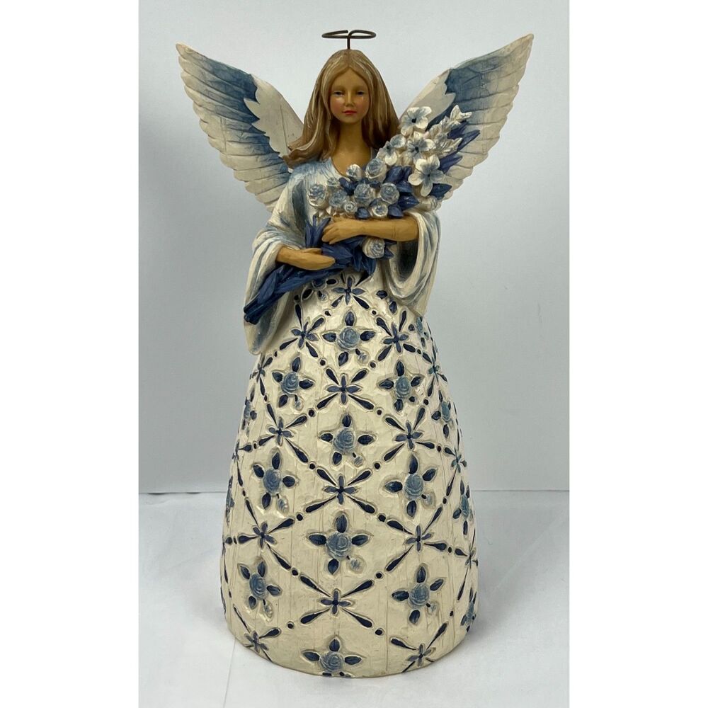 Jim Shore Heartwood Creek Blue Angel Figurine 2003 Psalms 103:15 114403 MINT